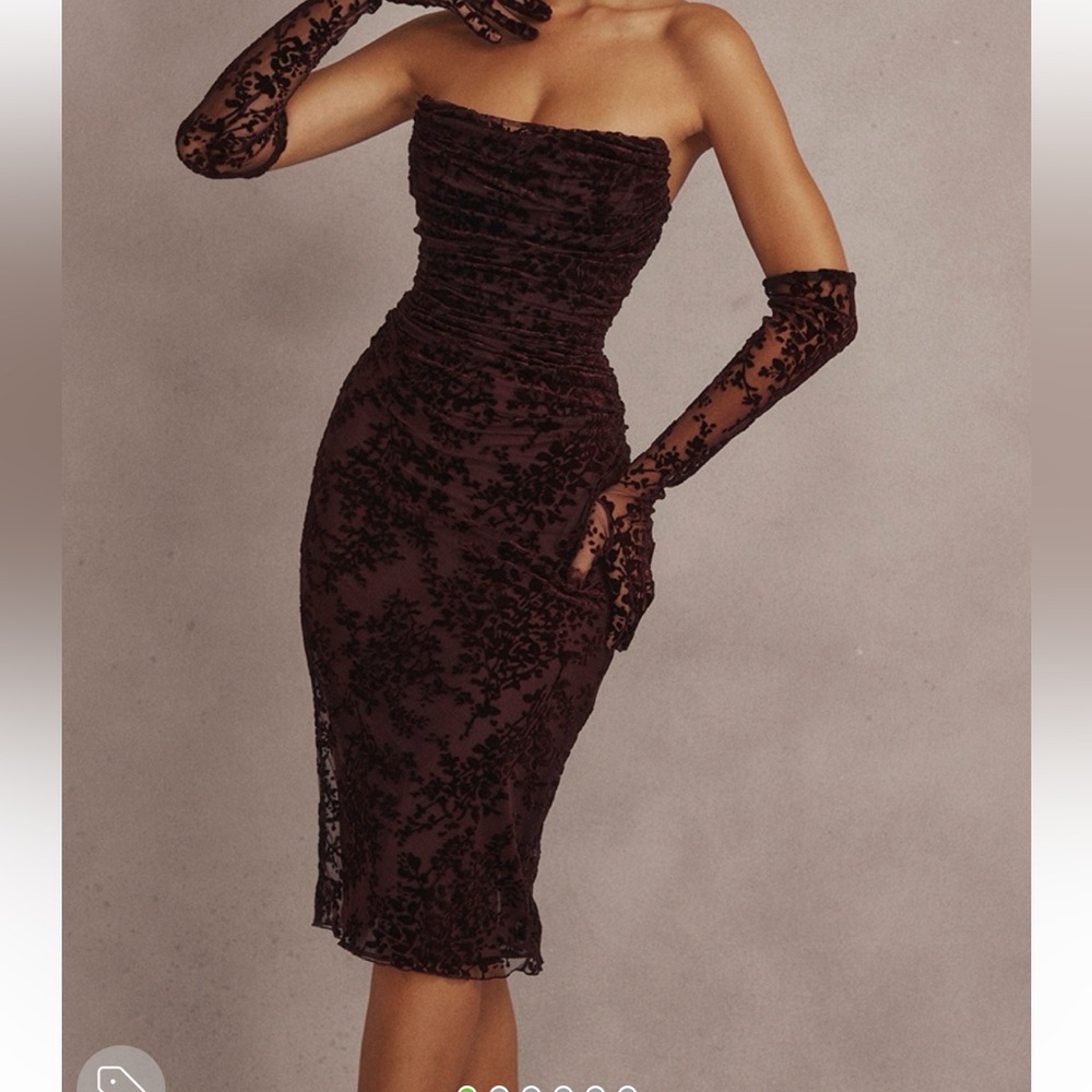 Burgundy House of CB Dress with gloves